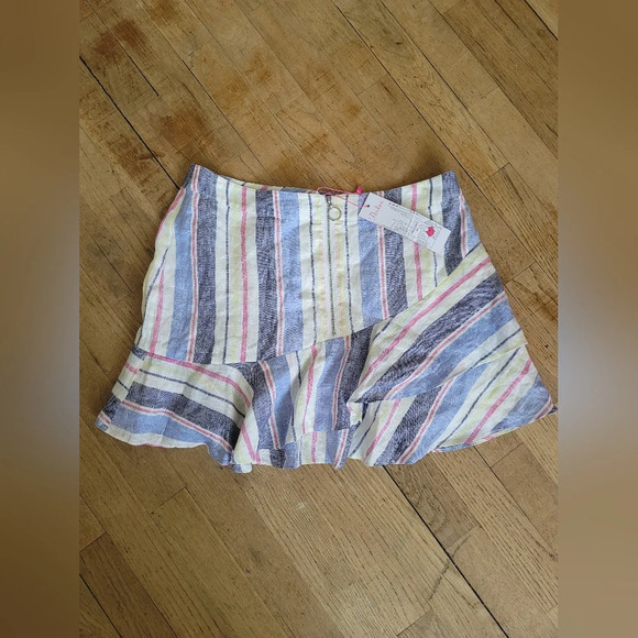 NWT - Parker Ruffle Linen Mini Skirt, Multi Color, Size‎ Small - Picture 3 of 7